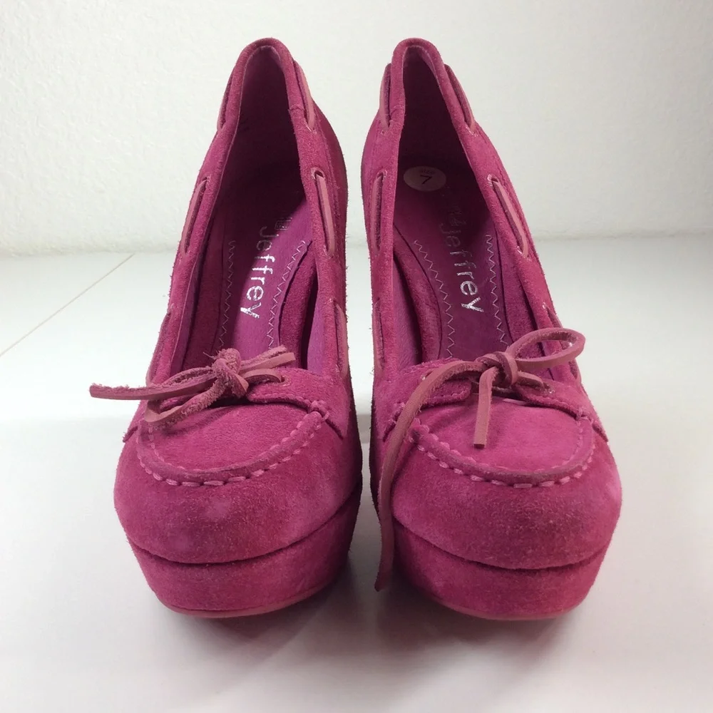 Pink Top-sider Jeffrey Barbie Platform Retro Magenta Suede Chunky Heels